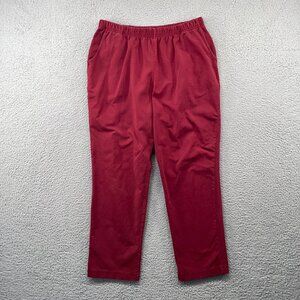 LL Bean Women's Perfect Fit Pants, Original Tapered-Leg Large Petite Maroon Red